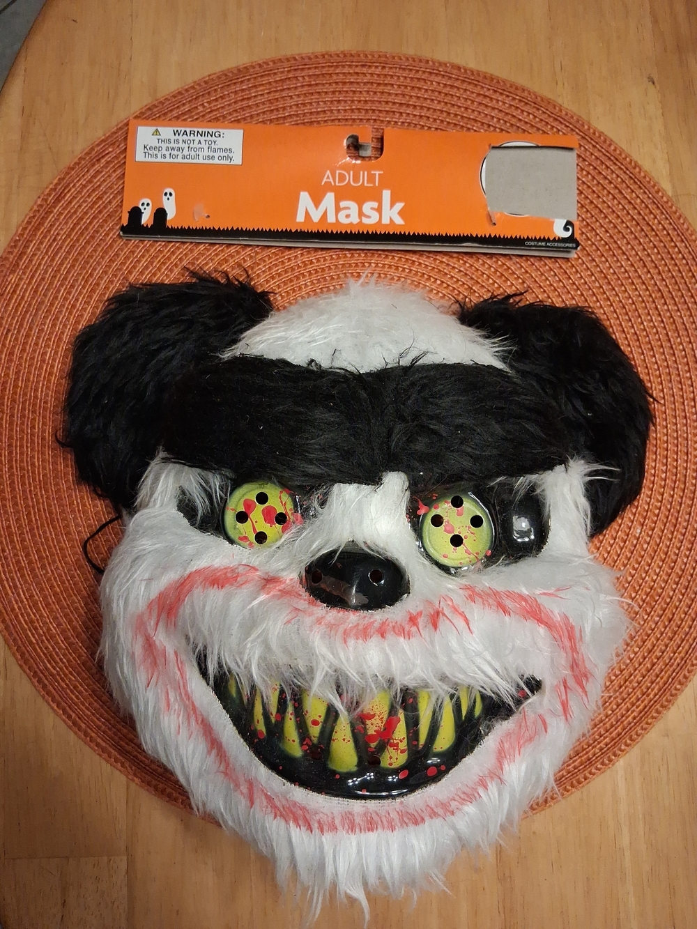 Evil Zombie Panda Adult Halloween Mask New With Tag